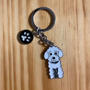 White Poodle Keychain